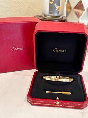 Authentic Cartier 18k Classic Model Love Bracelet with appraisal size 19